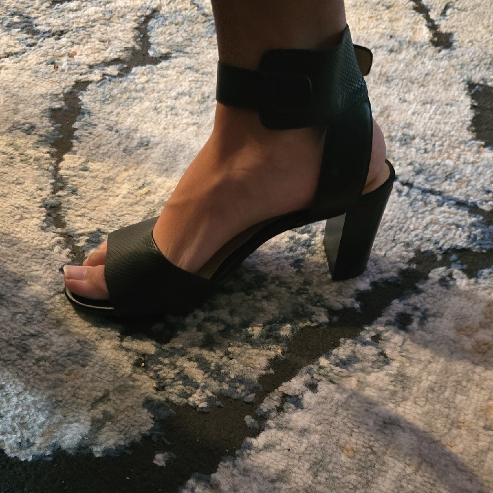 Expressions Black Ankle Strap Heels